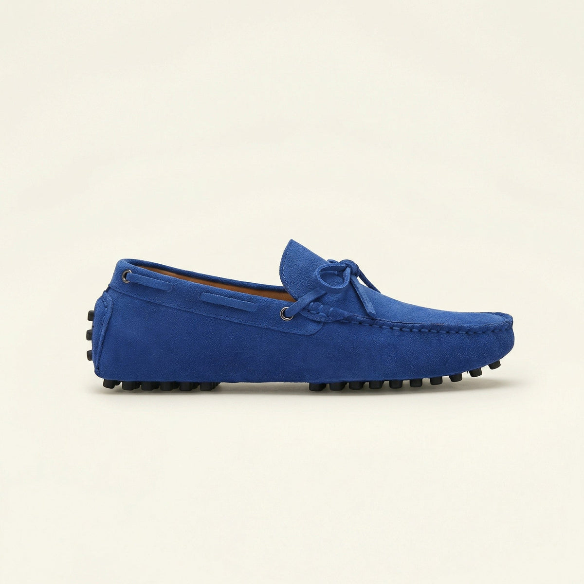Mocassin à Picots en Daim avec Lacets Décoratifs - Azur
