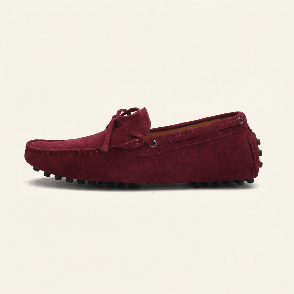 Mocassin à Picots en Daim avec Lacets Décoratifs - Bordeaux