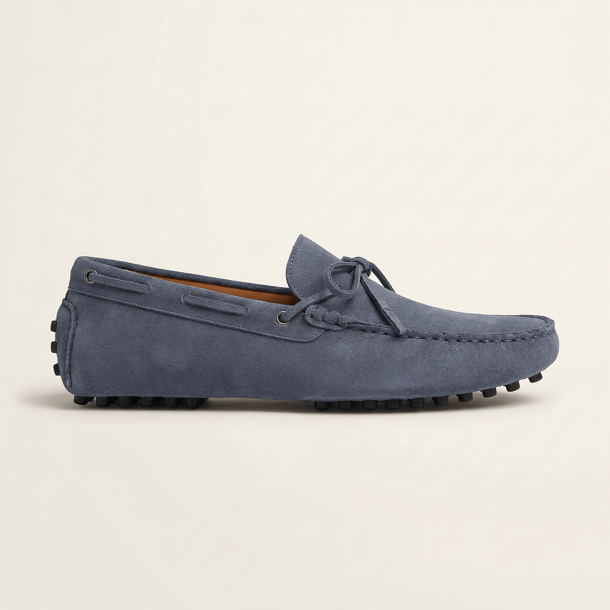 Mocassin à Picots en Daim avec Lacets Décoratifs - Gris