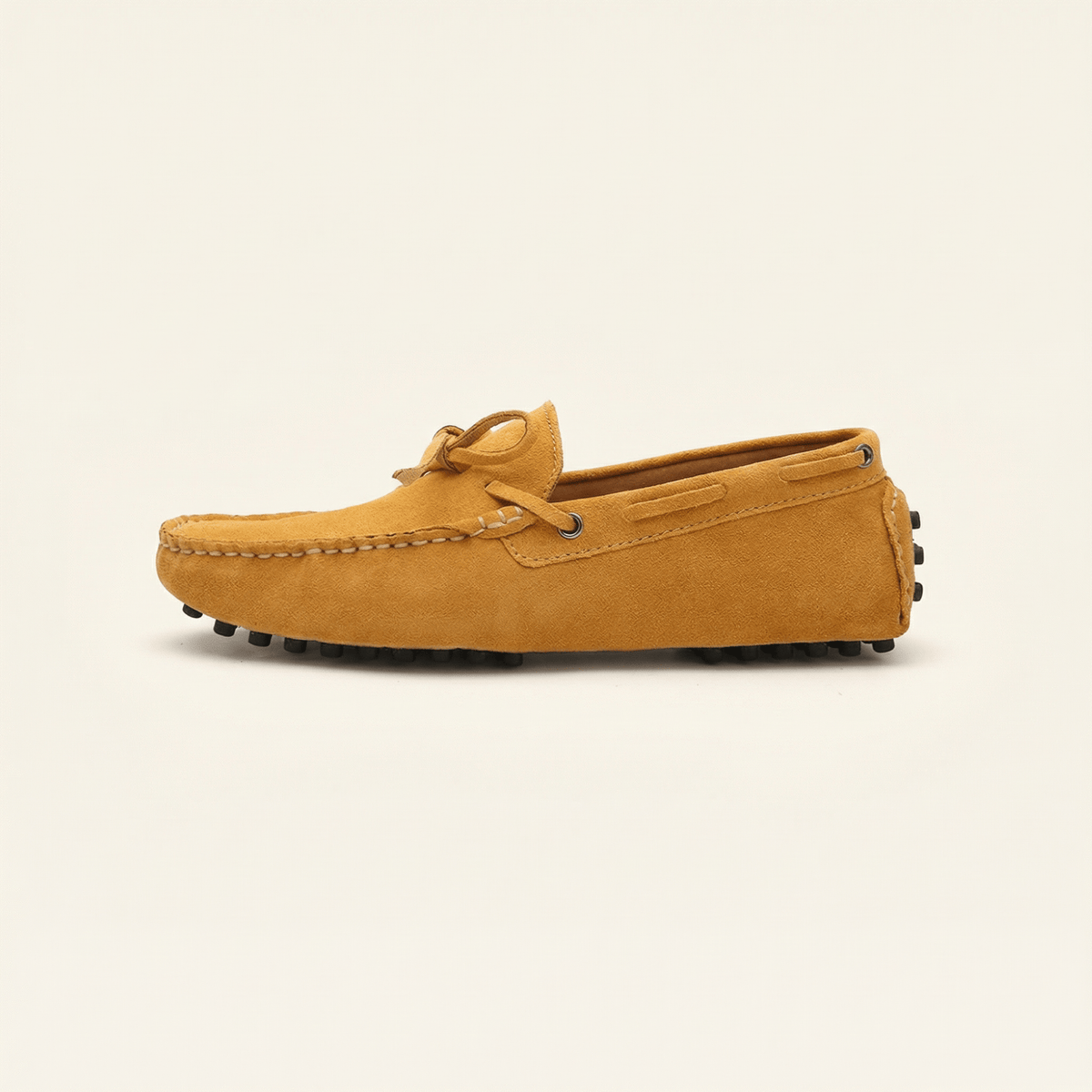 Mocassin à Picots en Daim avec Lacets Décoratifs - Jaune