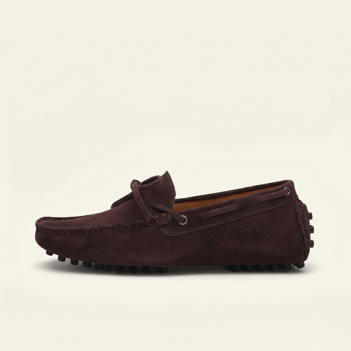 Mocassin à Picots en Daim avec Lacets Décoratifs - Marron