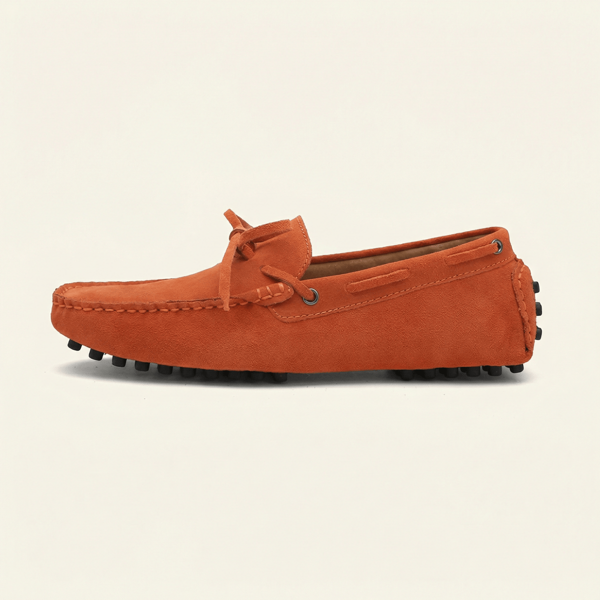 Mocassin à Picots en Daim avec Lacets Décoratifs - Orange