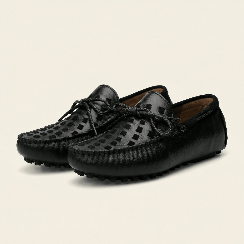 Mocassin à Picots Tressé en Cuir avec Lacets Décoratifs - image 5
