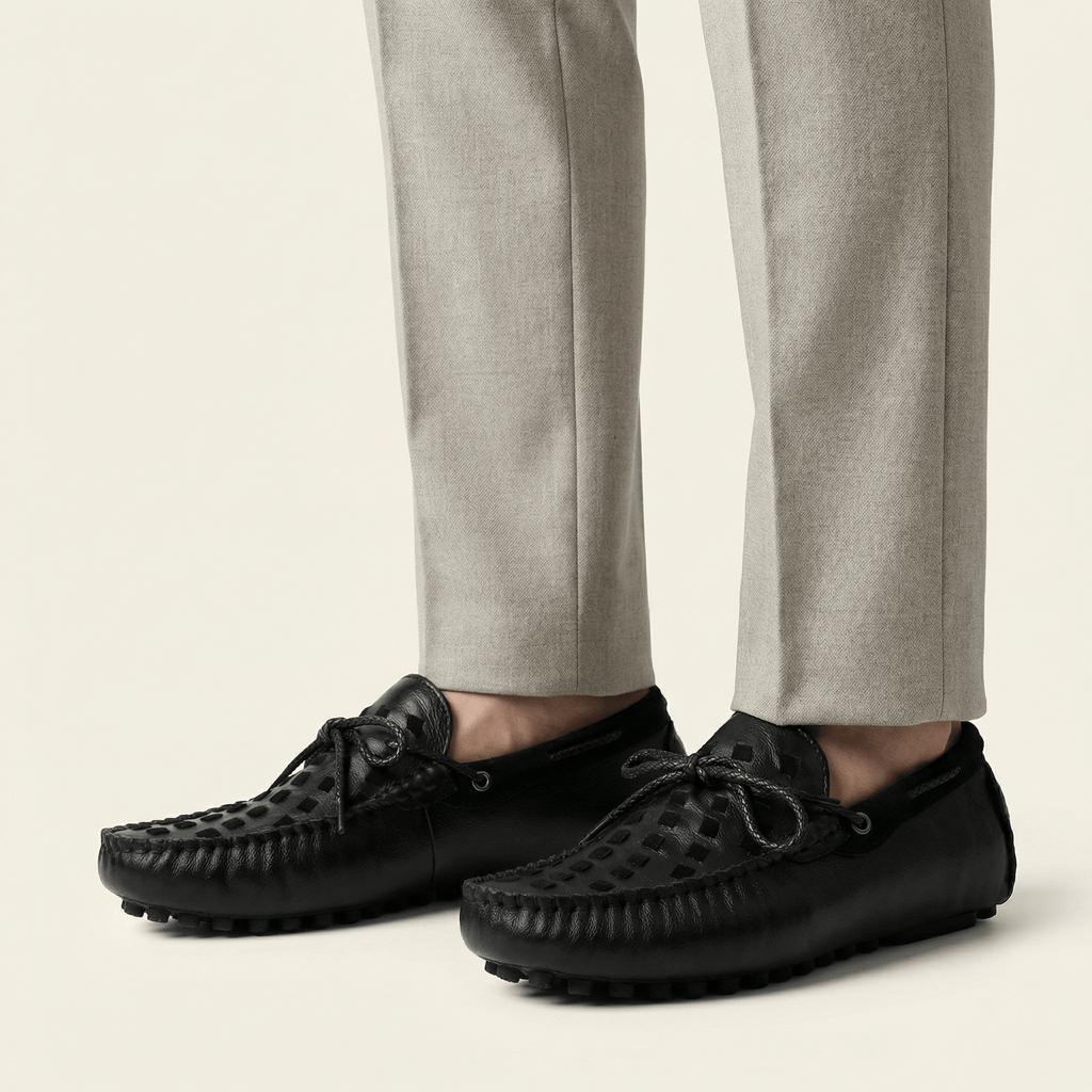 Mocassin à Picots Tressé en Cuir avec Lacets Décoratifs - image 6