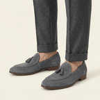 Mocassin Classique à Pampilles en Cuir Suédé avec Petit Talon - image 6