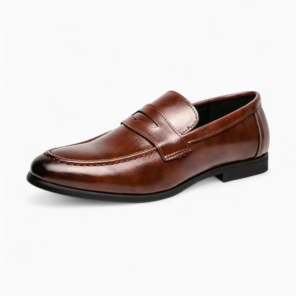 Mocassin Cuir Homme Semelle Gomme - Marron
