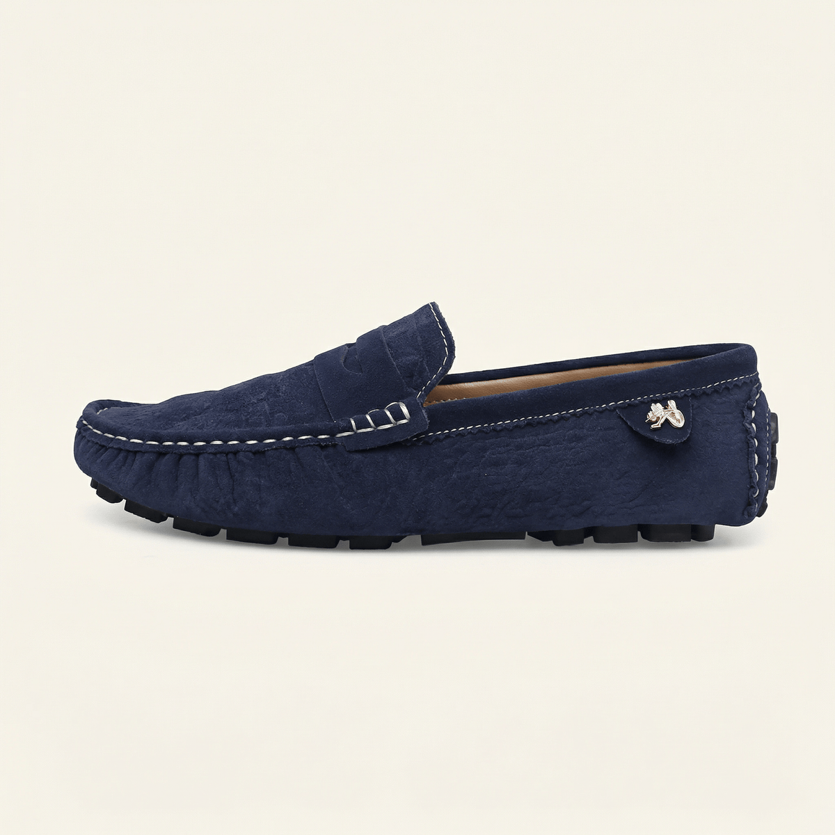 Mocassin Driver Souple avec Ornement Latéral - Bleu Marine
