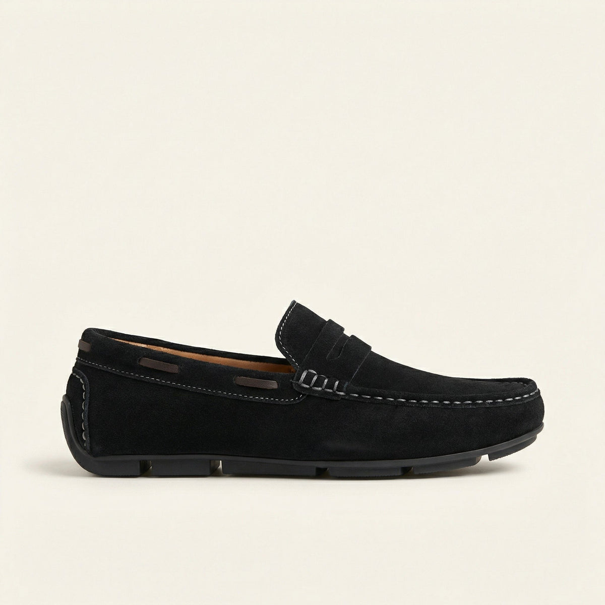 Mocassin en Daim Classique à Bande - Noir