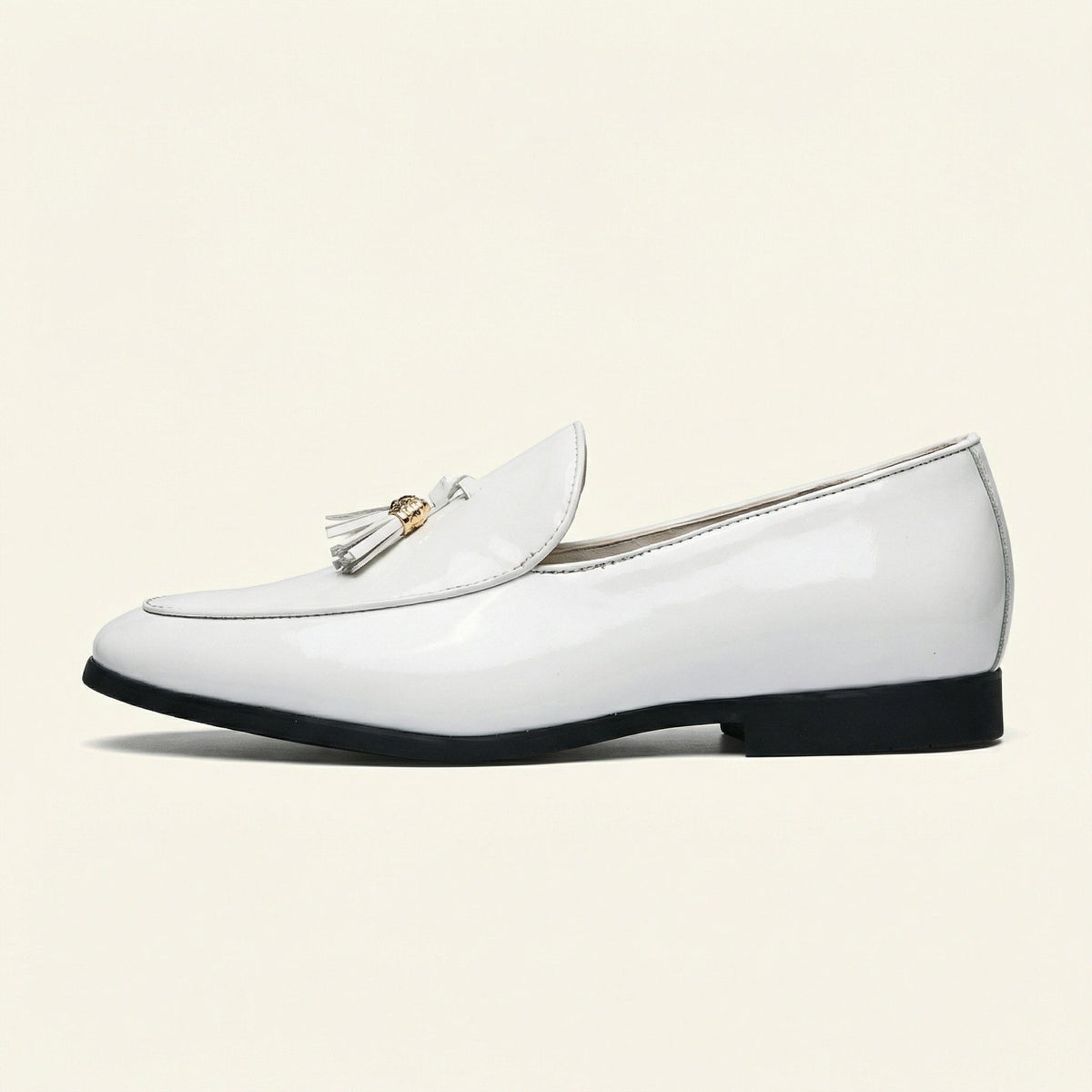 Mocassin Habillé à Glands en Cuir Verni - Blanc