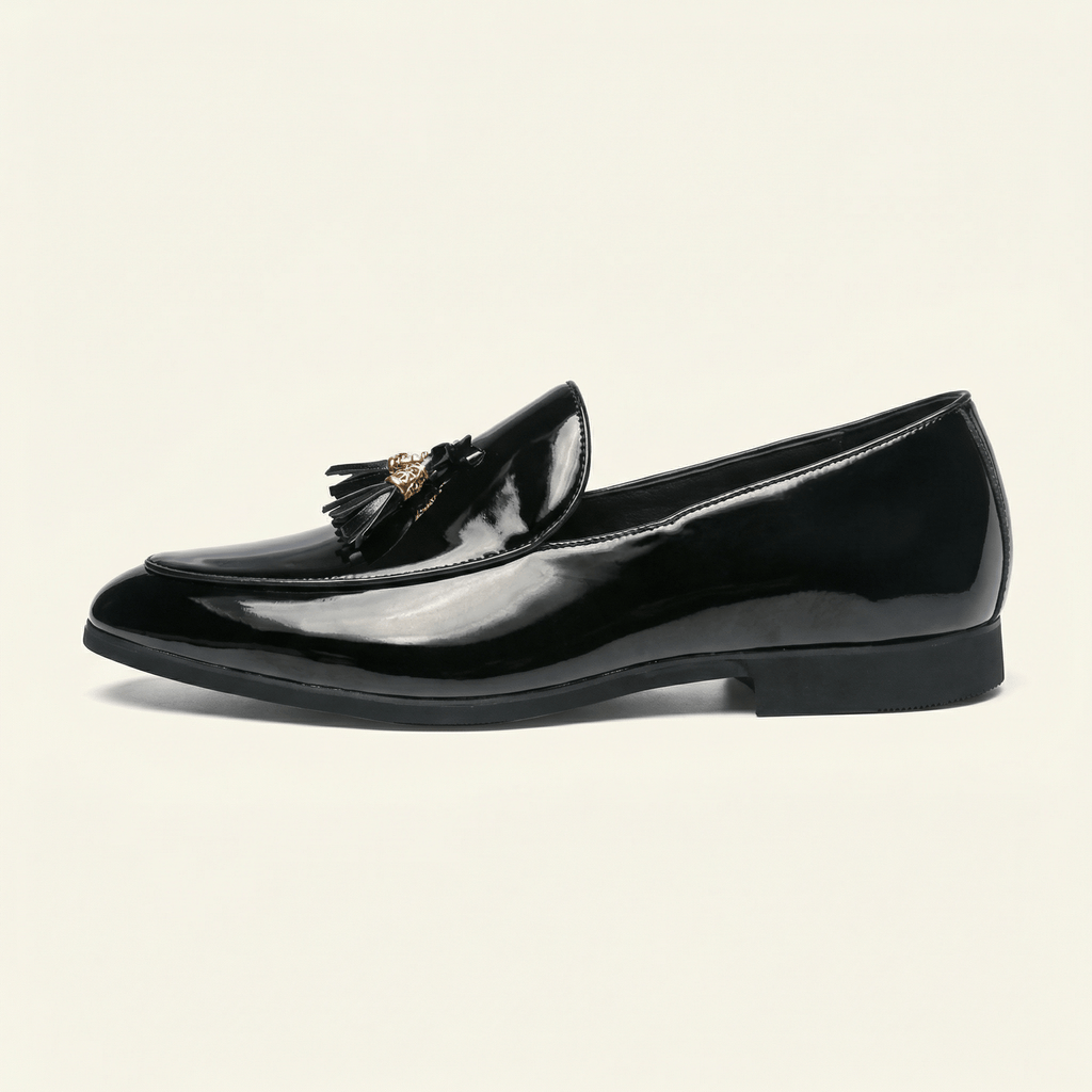 Mocassin Habillé à Glands en Cuir Verni - Noir