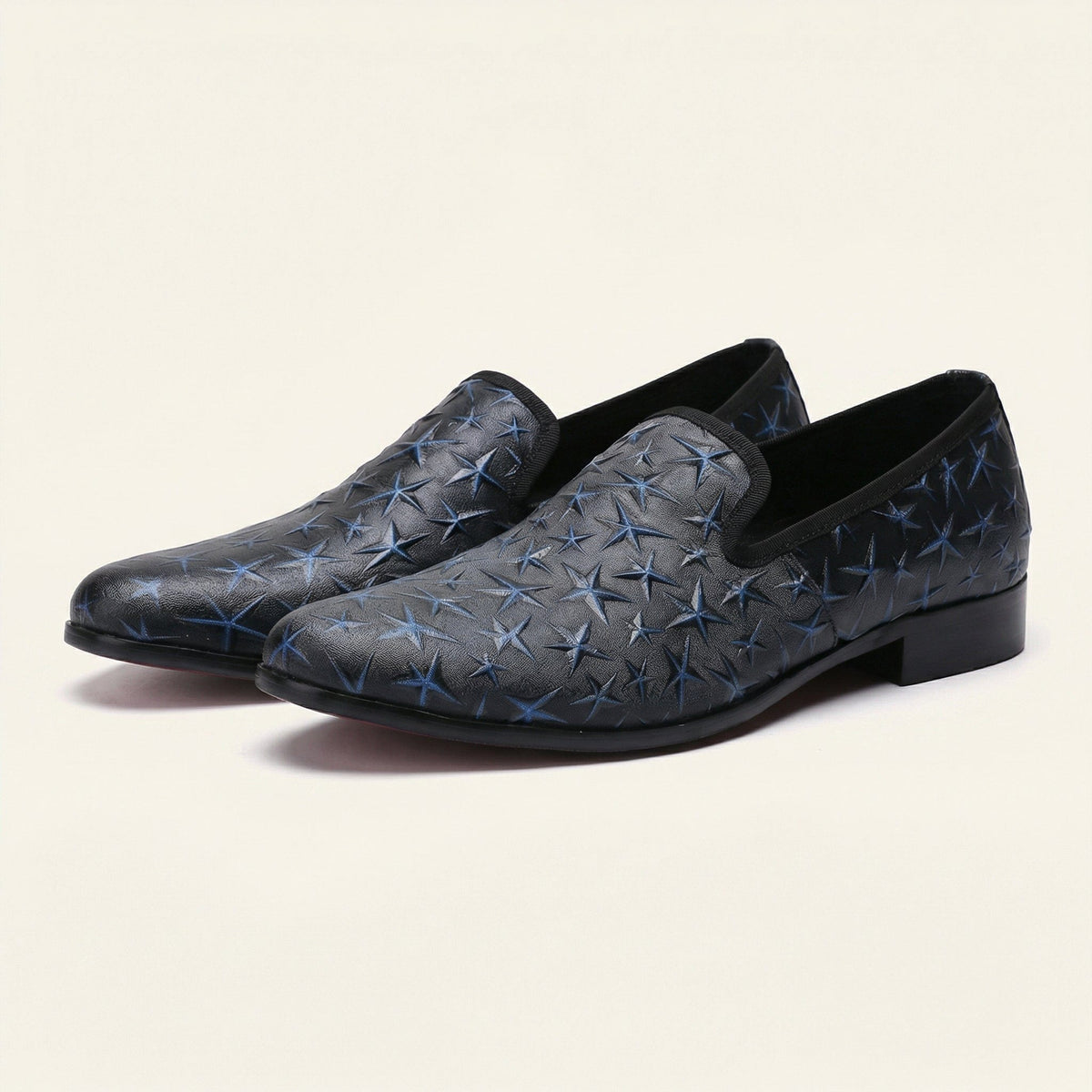 Mocassin Habillé Homme en Cuir Embossé à Motif Étoiles - image 2