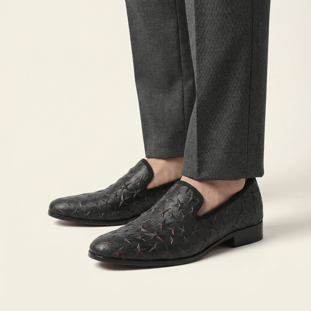 Mocassin Habillé Homme en Cuir Embossé à Motif Étoiles - image 6