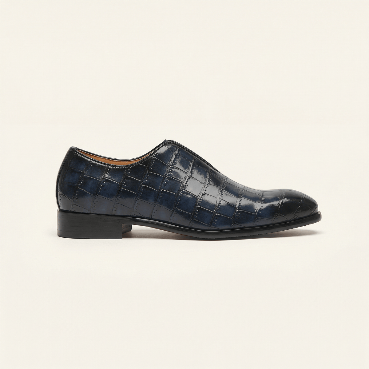 Mocassin Habille Slip-on Effet Crocodile - Bleu