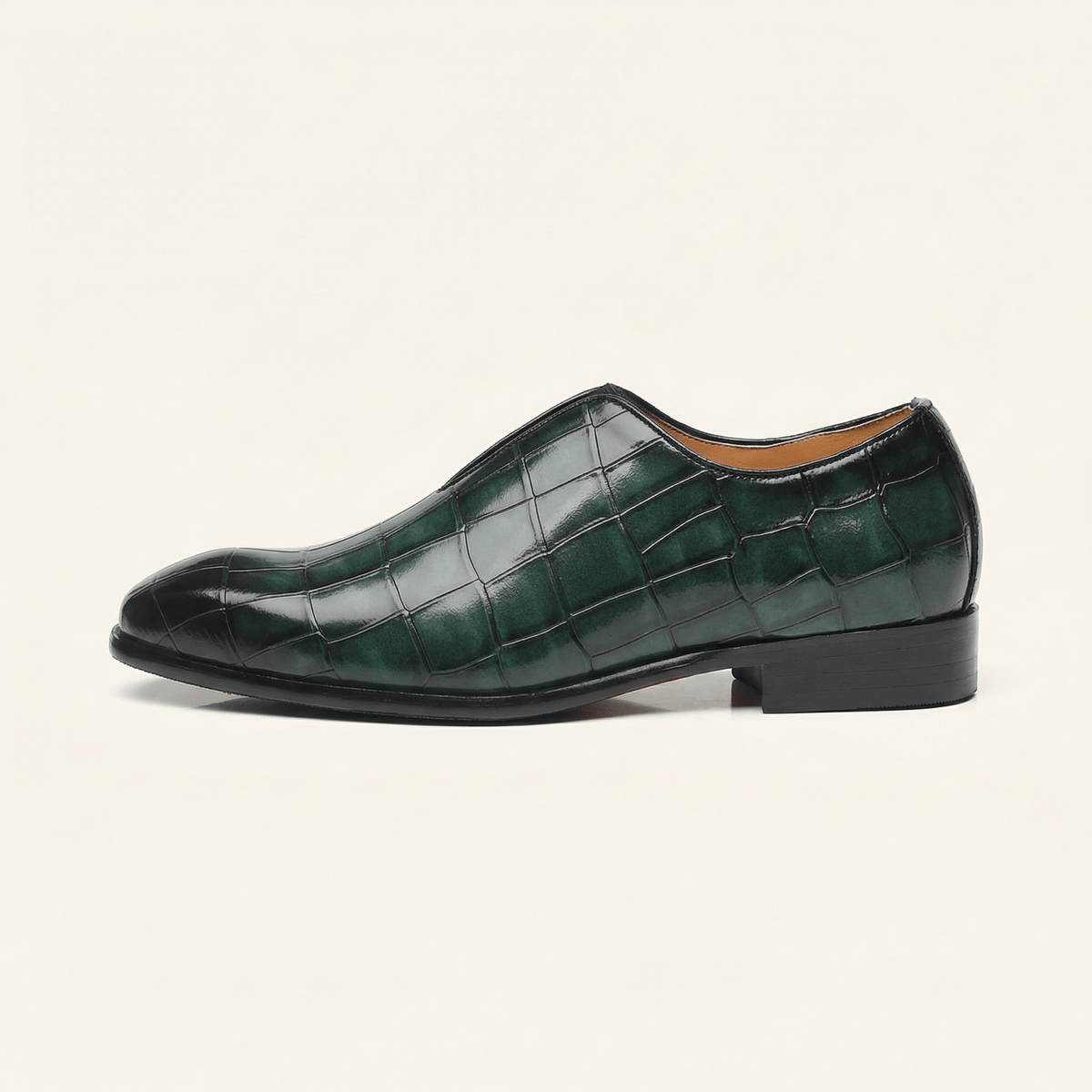 Mocassin Habille Slip-on Effet Crocodile - Vert