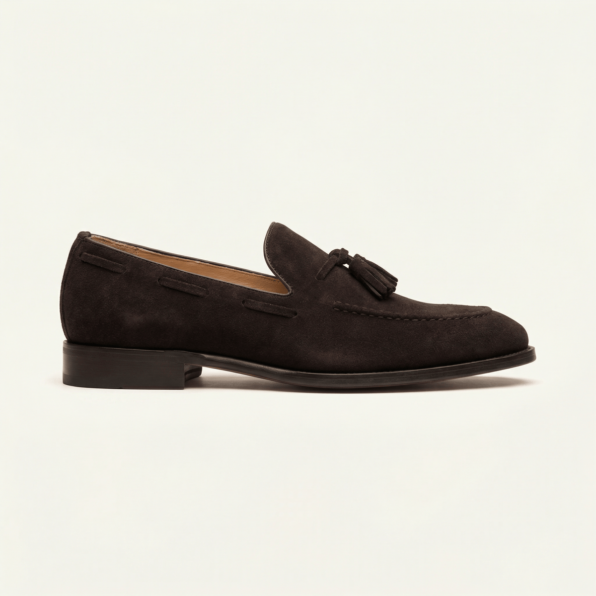 Mocassin Homme à Gland en Cuir Suédé avec Talon - Brun
