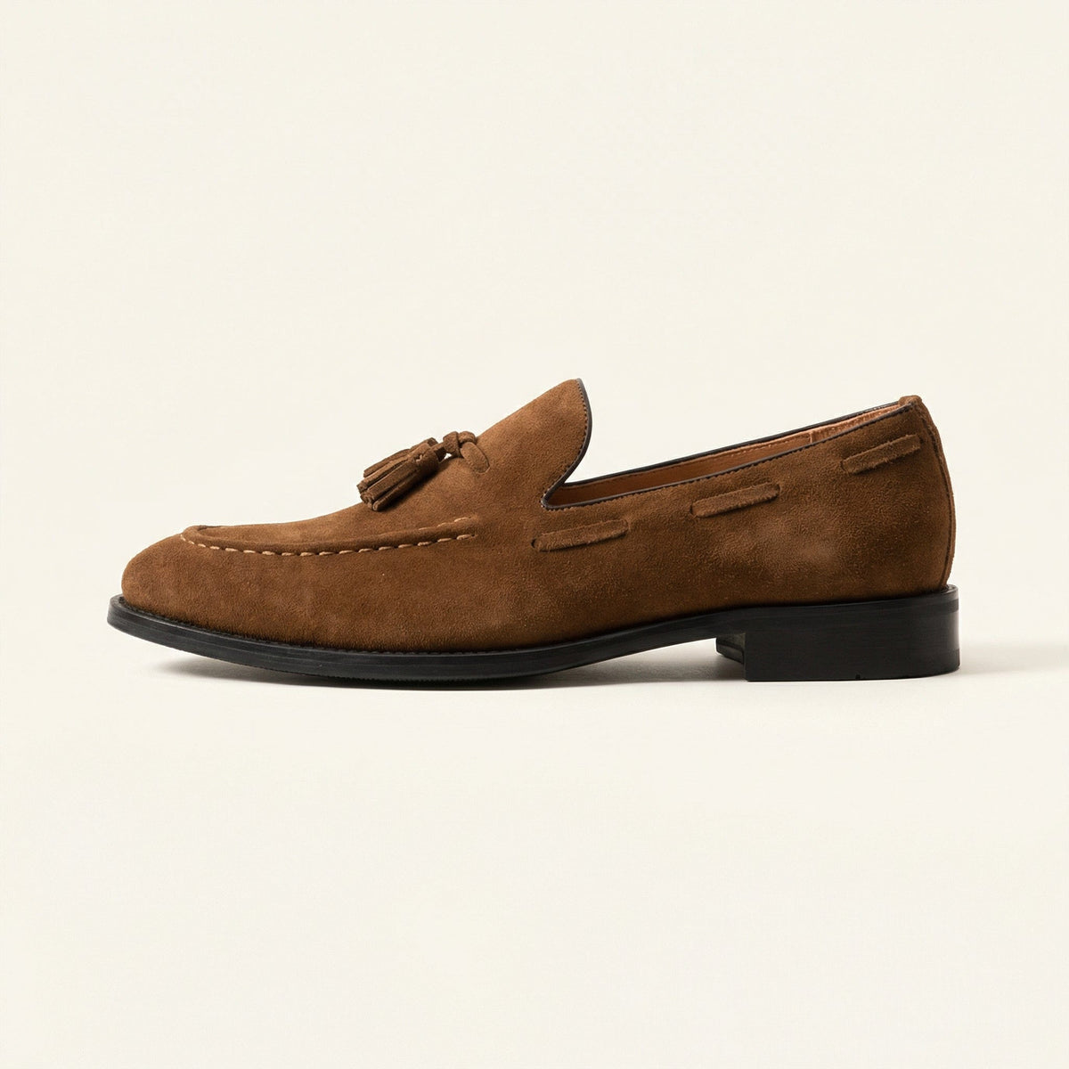 Mocassin Homme à Gland en Cuir Suédé avec Talon - Marron