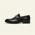 Mocassin Homme à Mors en Cuir Croco - Noir