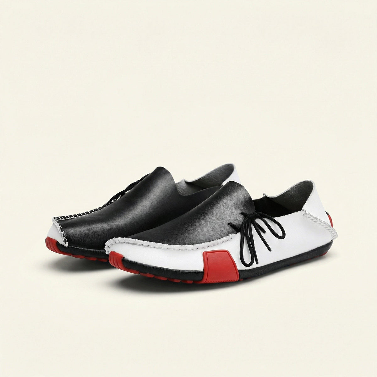 Mocassin Homme à Picots en Cuir Tricolore avec Lacets - image 2
