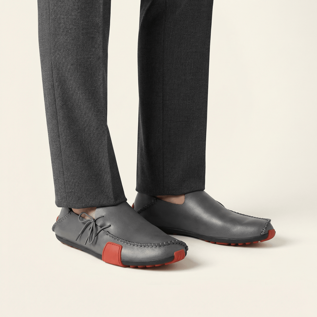 Mocassin Homme à Picots en Cuir Tricolore avec Lacets - image 6