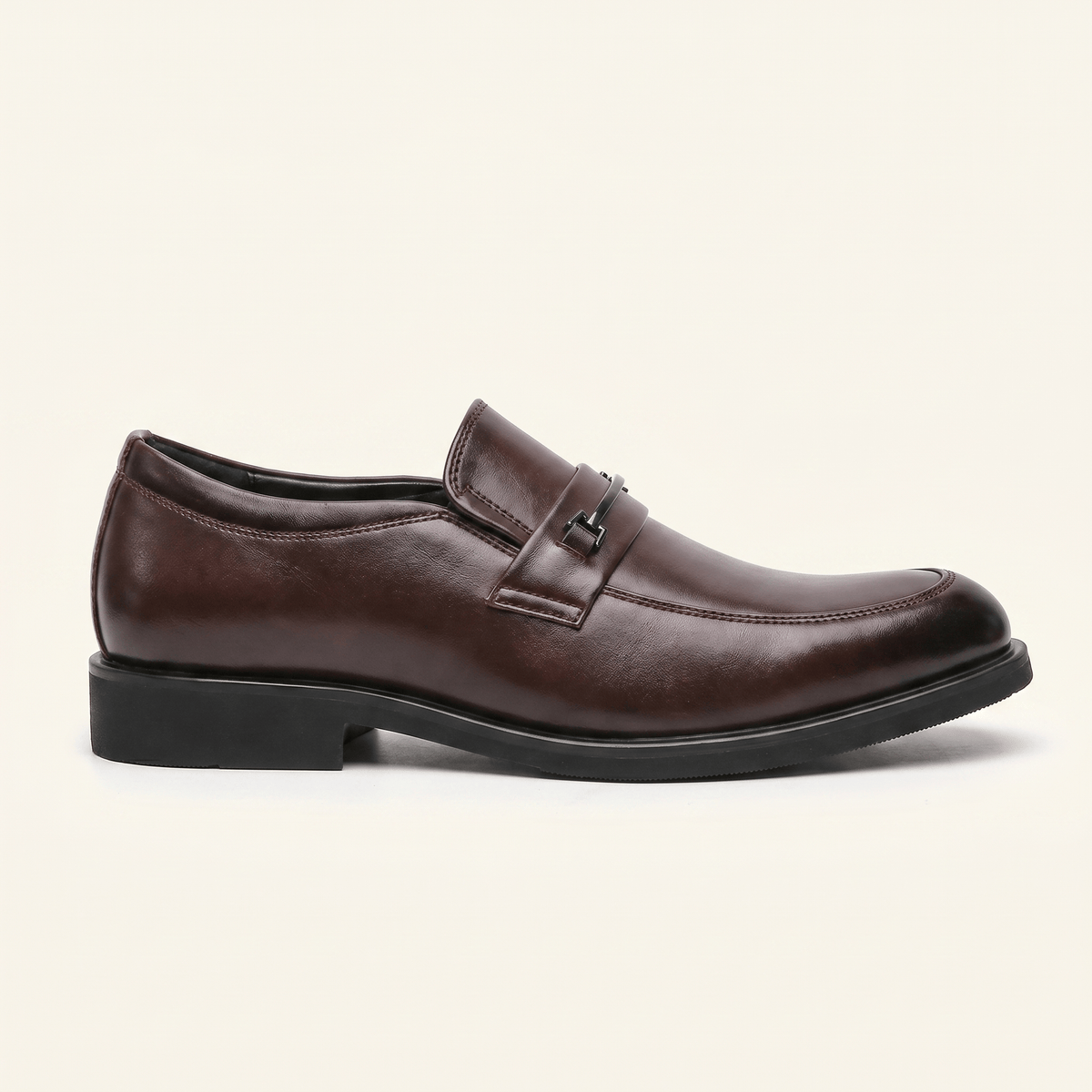 Mocassin Homme Cérémonie à Barrette en Cuir Verni - Marron