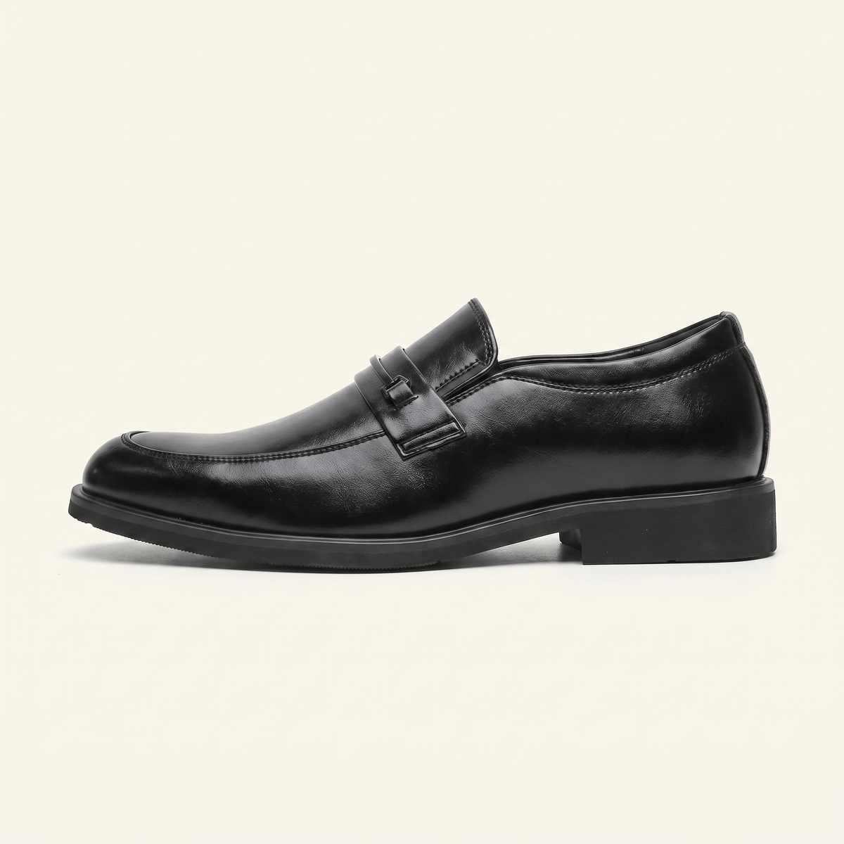 Mocassin Homme Cérémonie à Barrette en Cuir Verni - Noir
