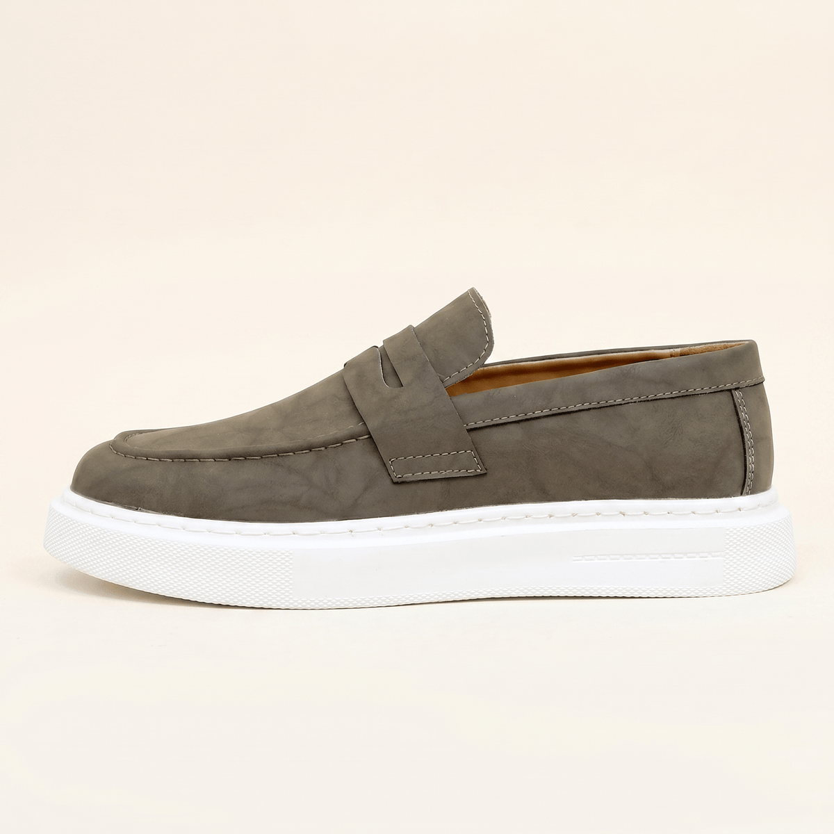 Mocassin Homme Compensé à Bande - Taupe