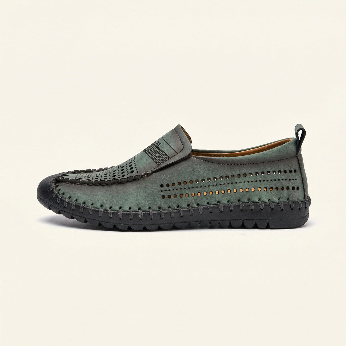 Mocassin Homme de Conduite en Cuir Perforé Souple - Vert