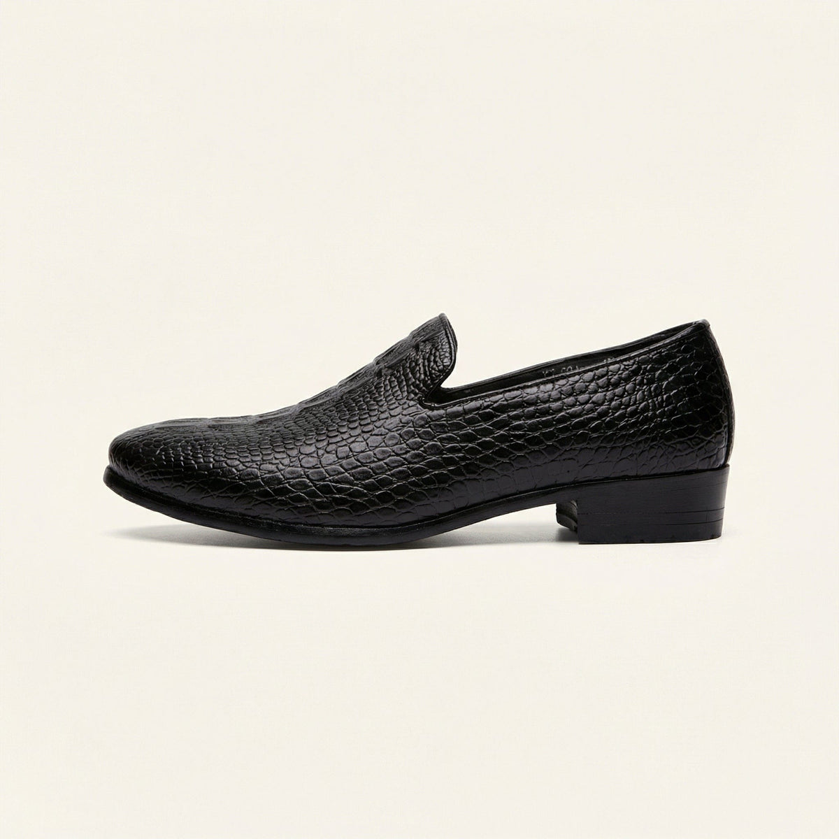 Mocassin homme effet cuir crocodile en PU - Noir