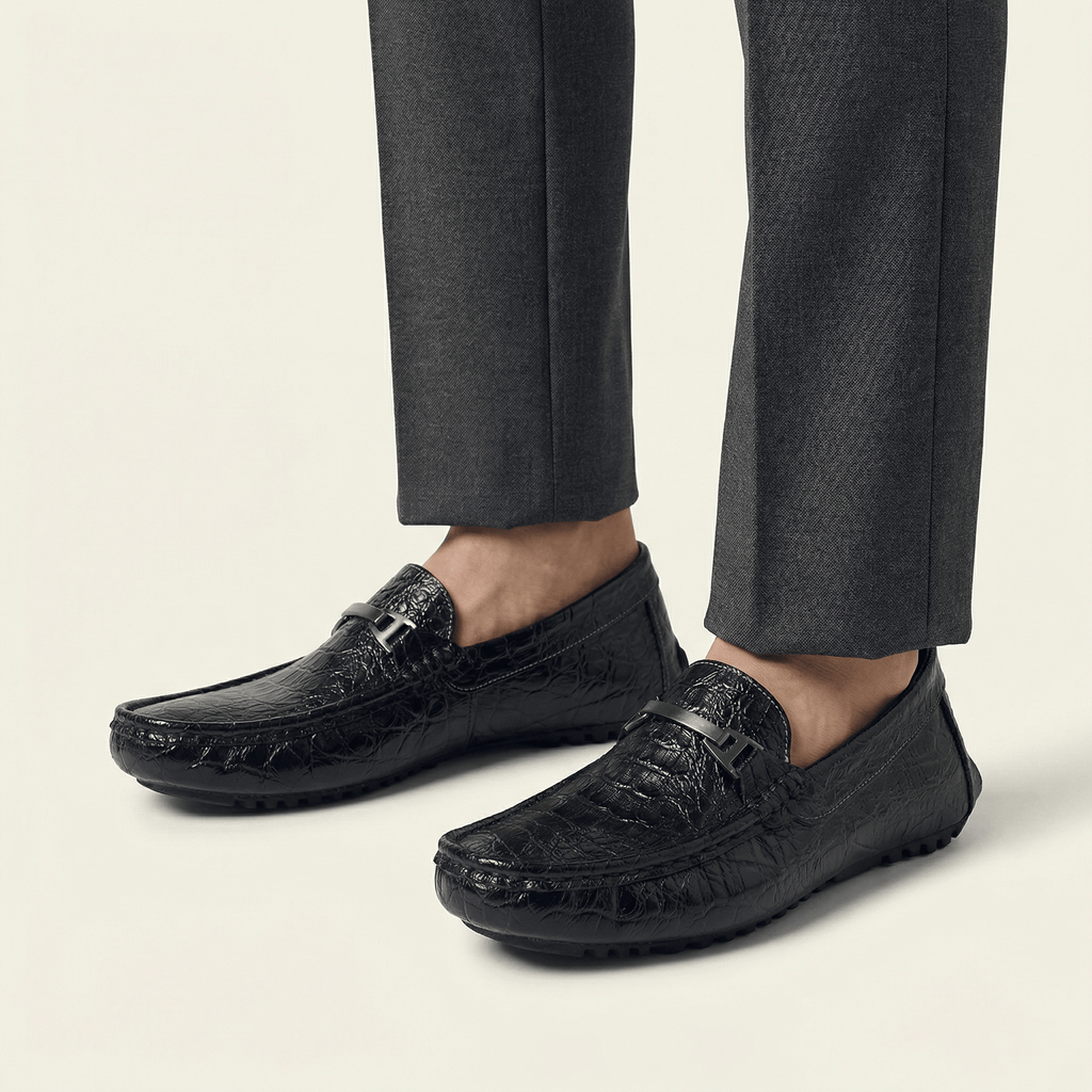 Mocassin Homme en Cuir Embossé Froissé à Boucle Métal - image 3