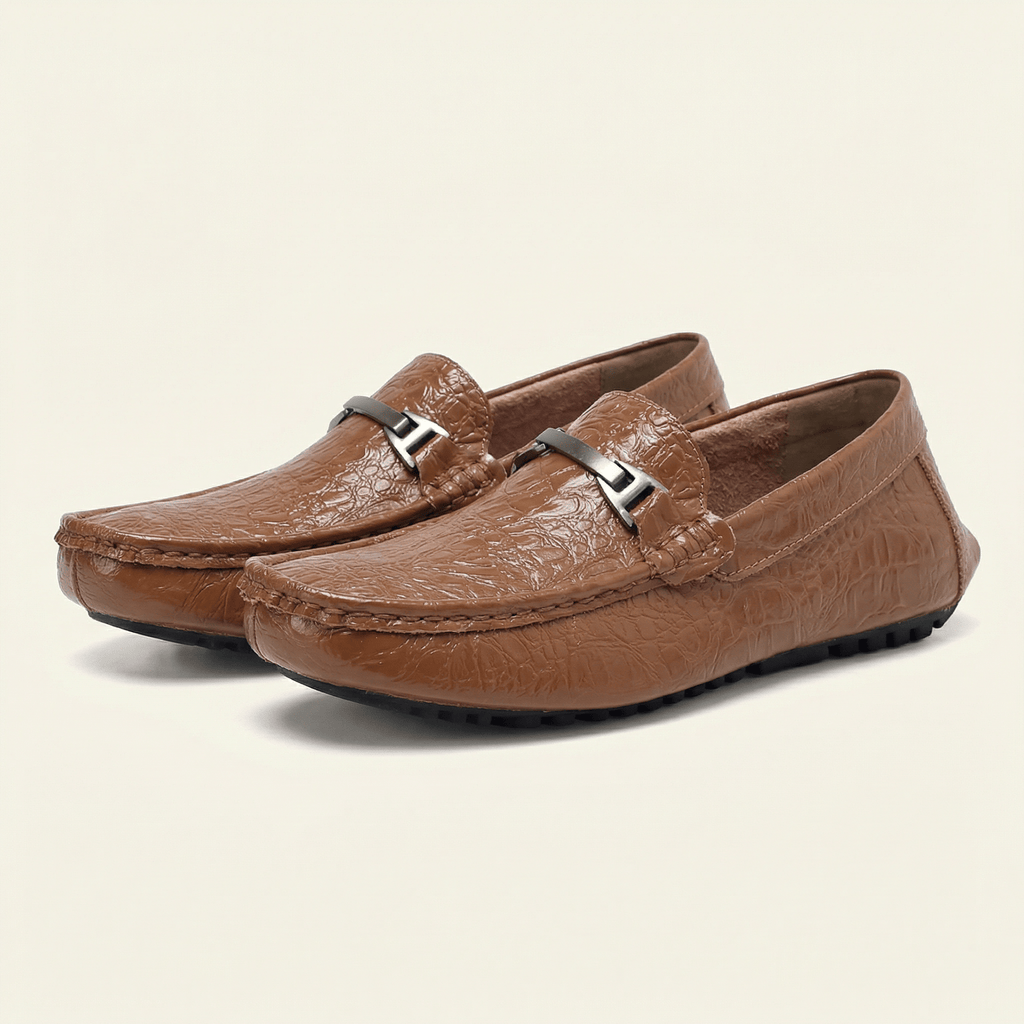 Mocassin Homme en Cuir Embossé Froissé à Boucle Métal - image 5