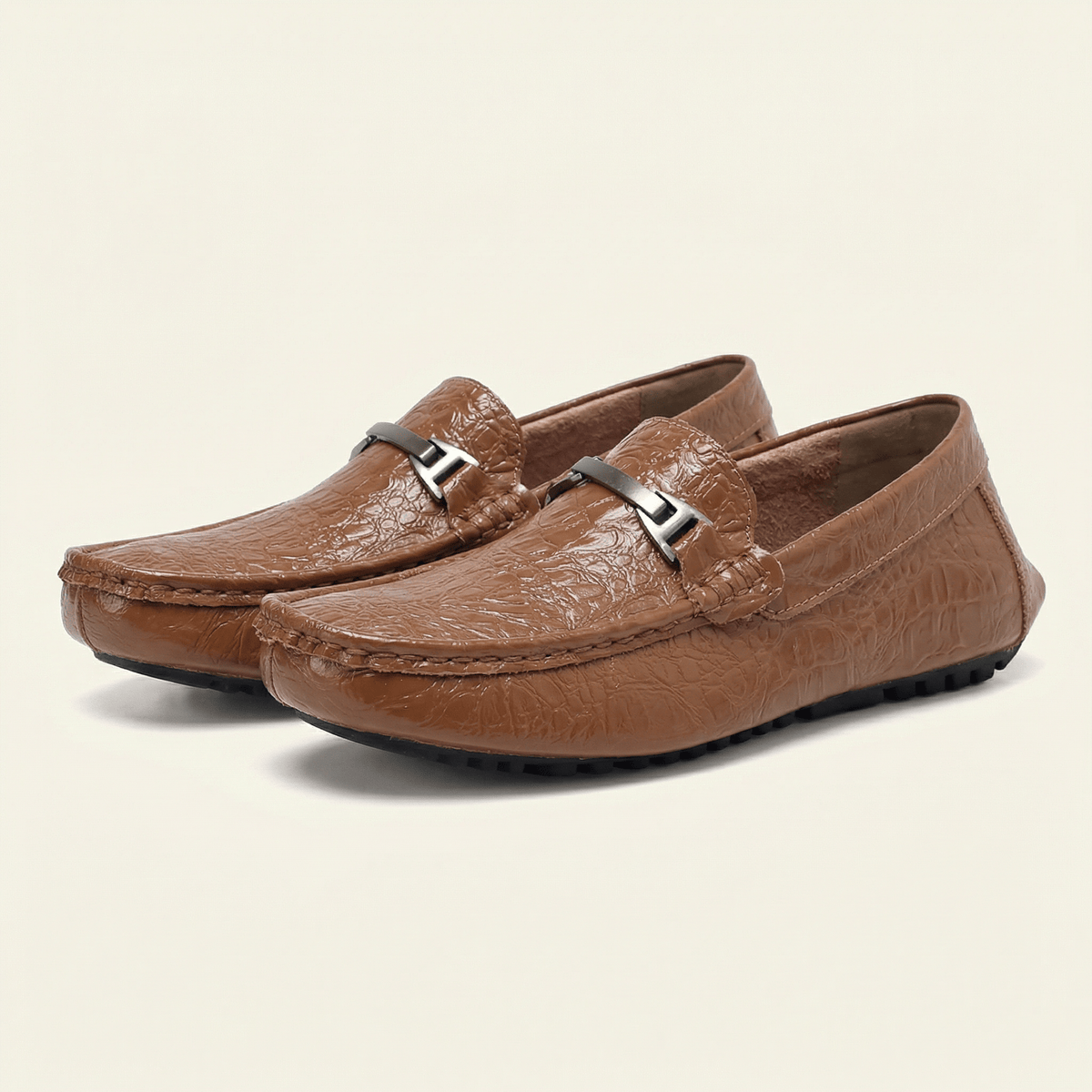 Mocassin Homme en Cuir Embossé Froissé à Boucle Métal - image 5