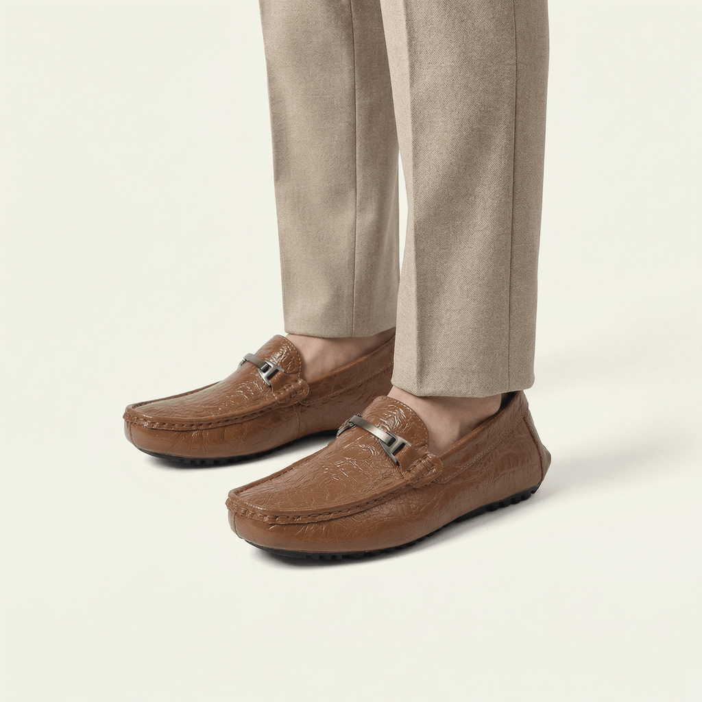 Mocassin Homme en Cuir Embossé Froissé à Boucle Métal - image 6