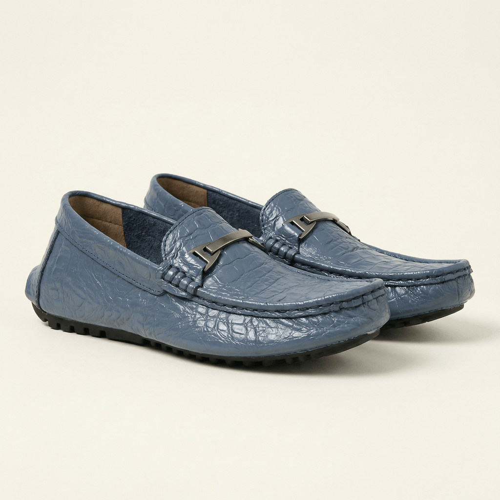 Mocassin Homme en Cuir Embossé Froissé à Boucle Métal - image 8