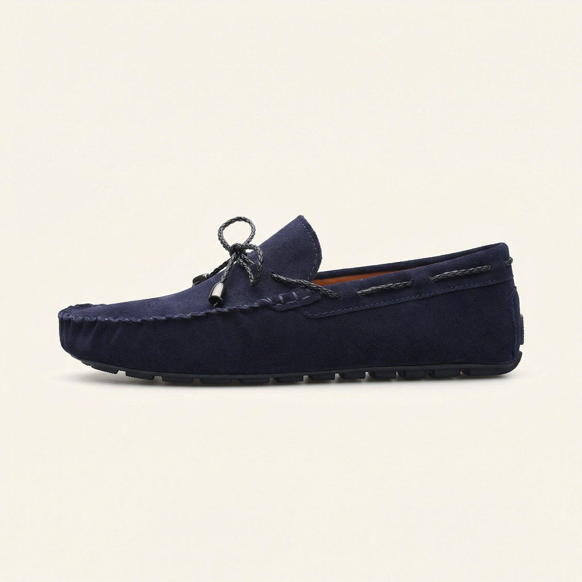 Mocassin Homme en Suédine avec Lacets - Bleu Marine