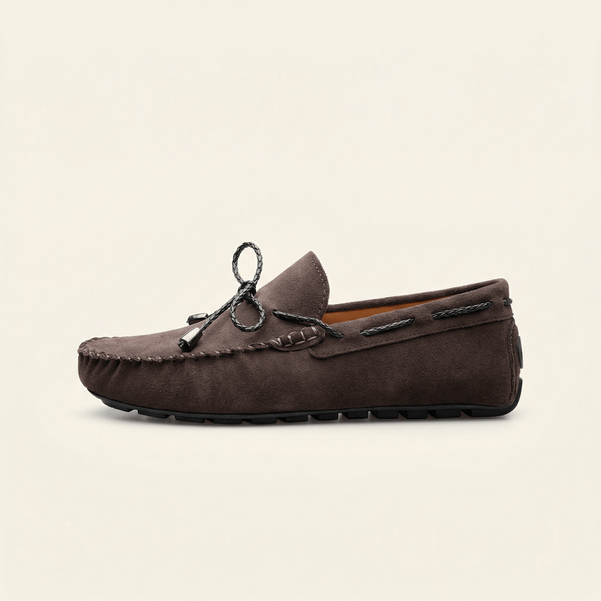 Mocassin Homme en Suédine avec Lacets - Marron