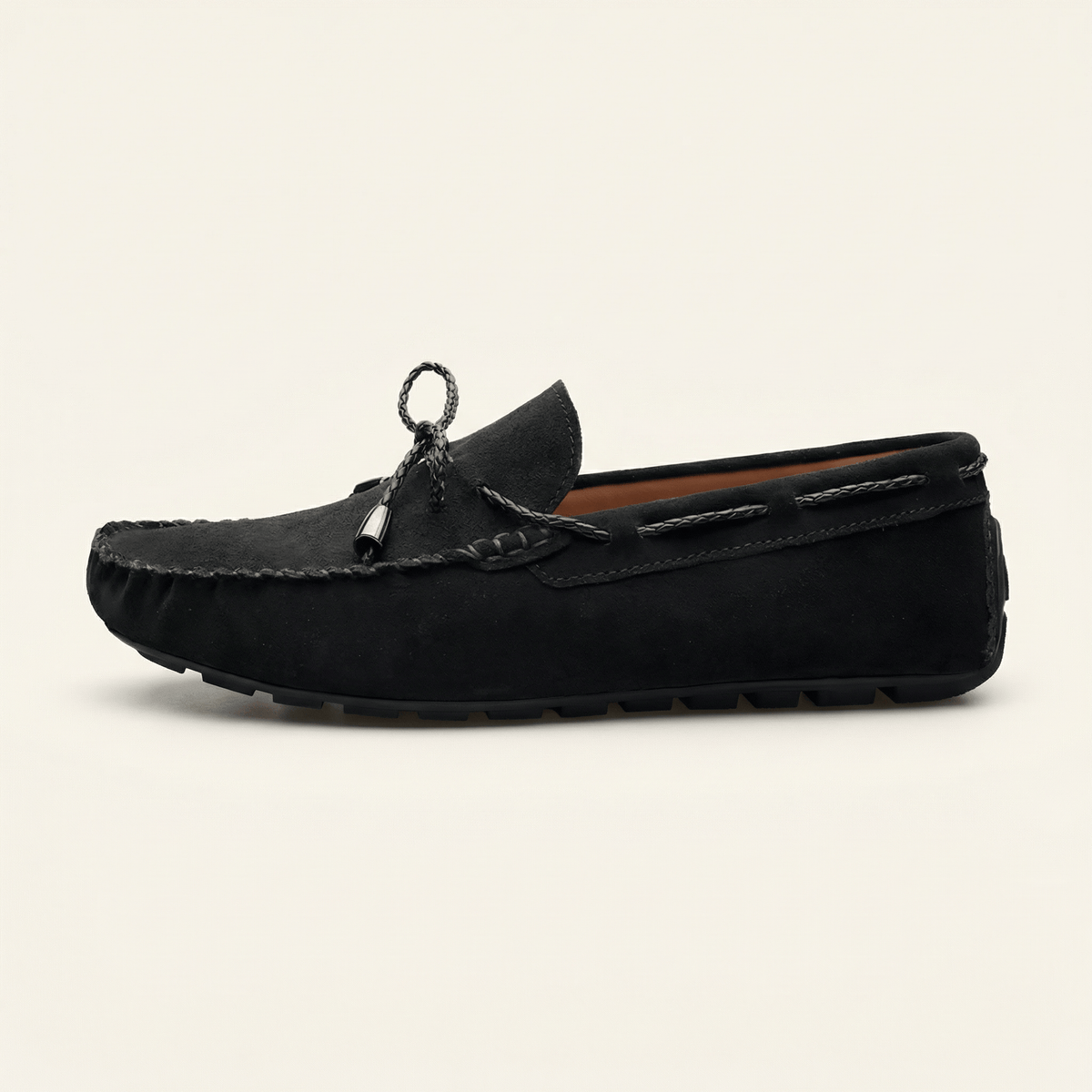 Mocassin Homme en Suédine avec Lacets - Noir