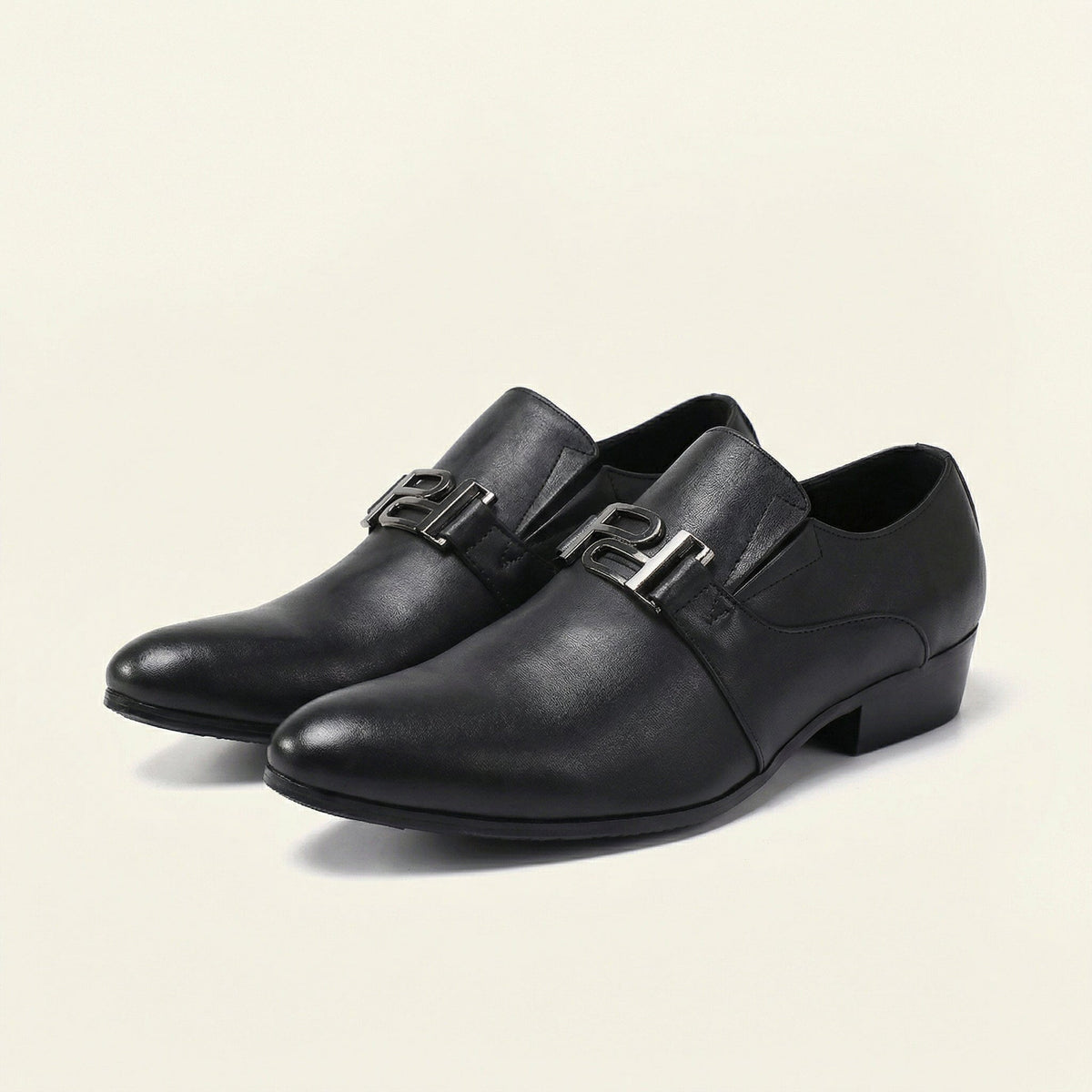 Mocassin Homme Habillé Slip-on à Ornement Métallique en Cuir - image 2