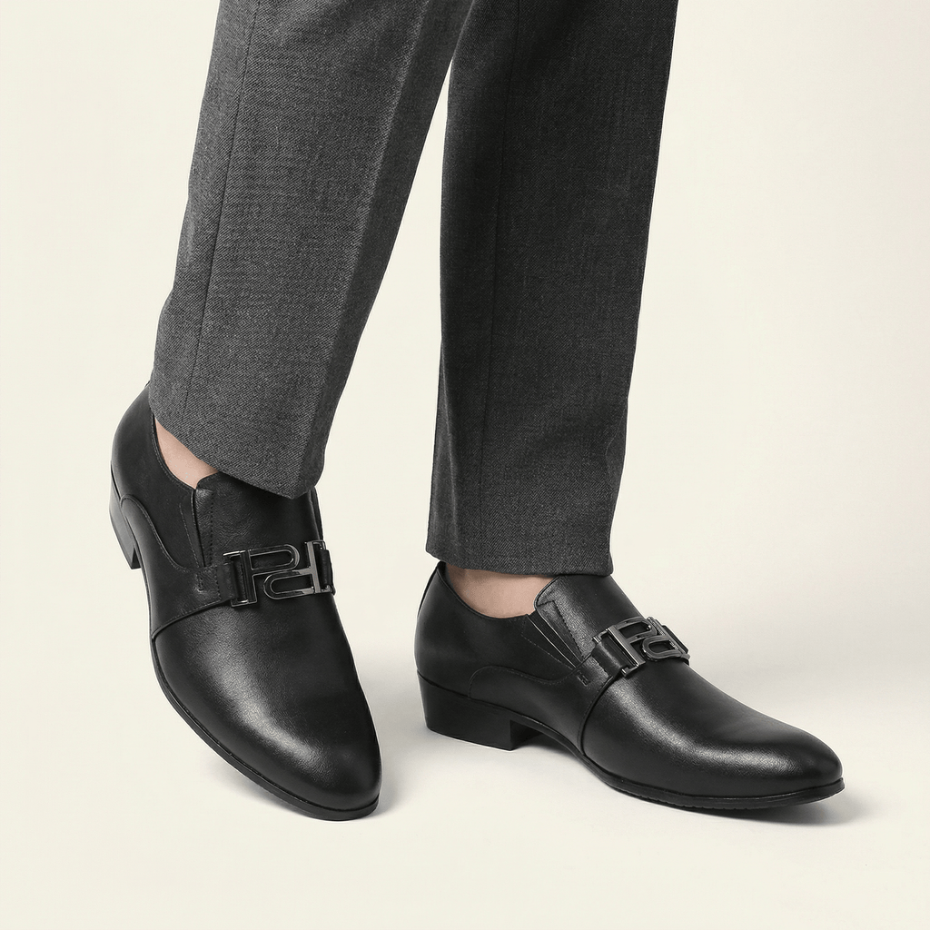 Mocassin Homme Habillé Slip-on à Ornement Métallique en Cuir - image 3