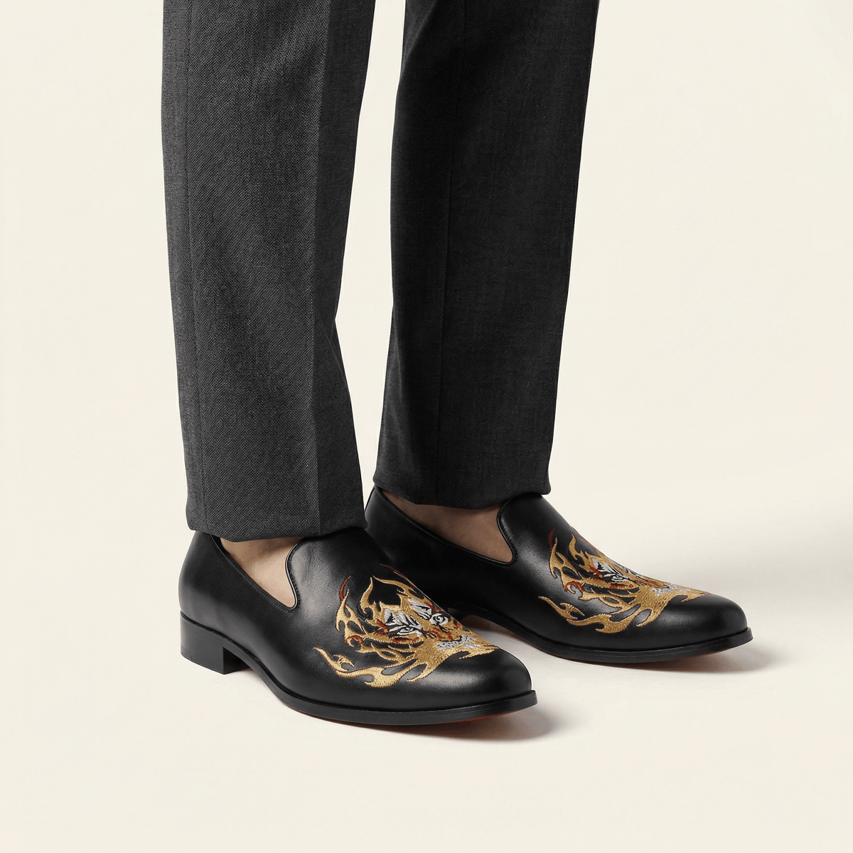 Mocassin Homme Mariage en Cuir Lisse Bordé Dragon - image 3