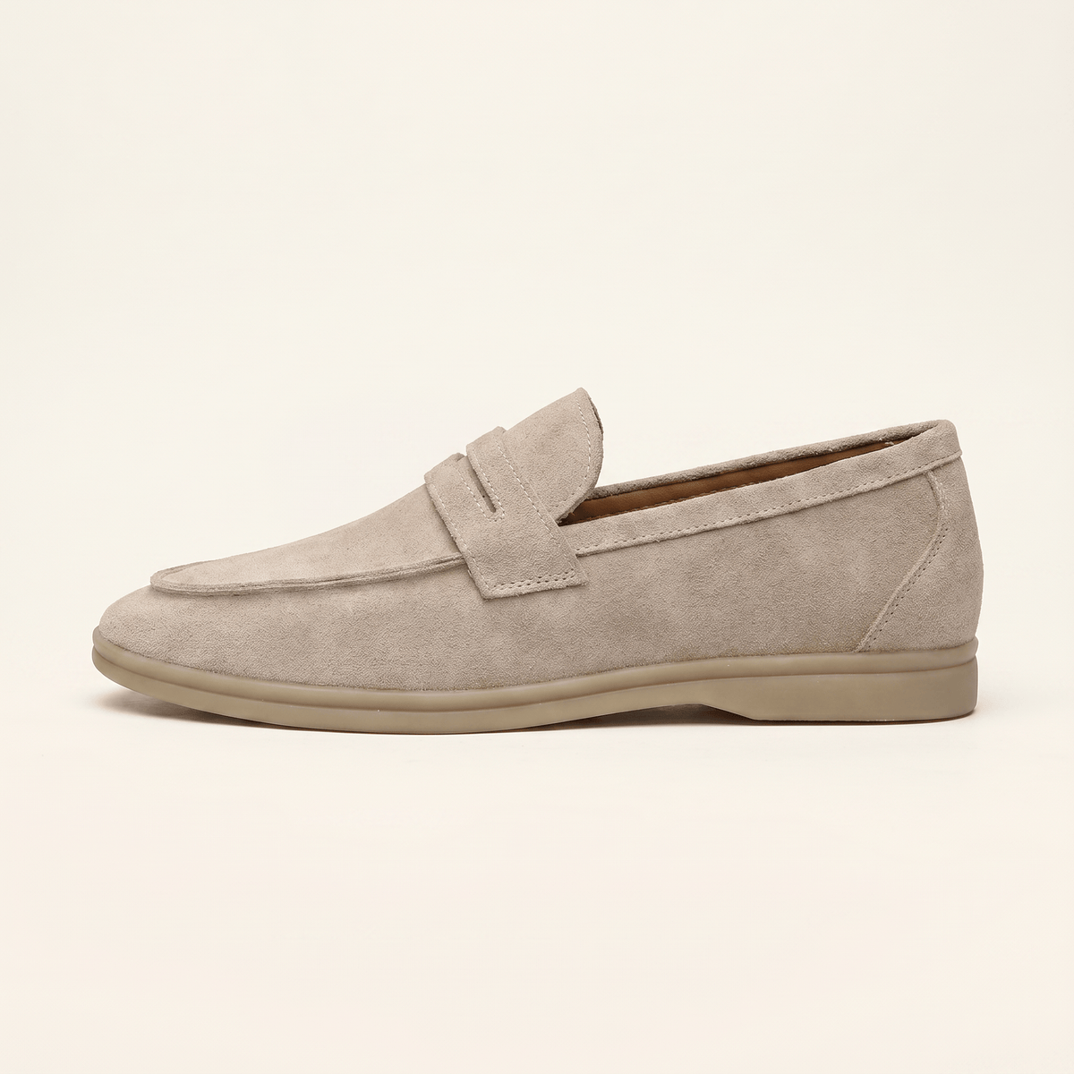 Mocassin Homme Penny Épuré Souple en Daim - Beige