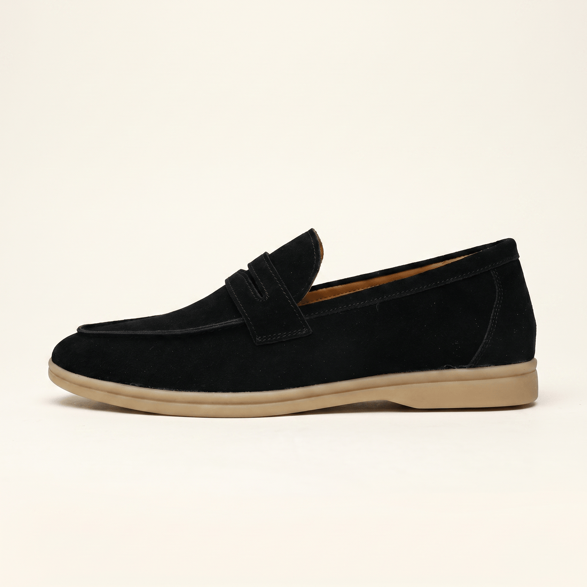 Mocassin Homme Penny Épuré Souple en Daim - Noir