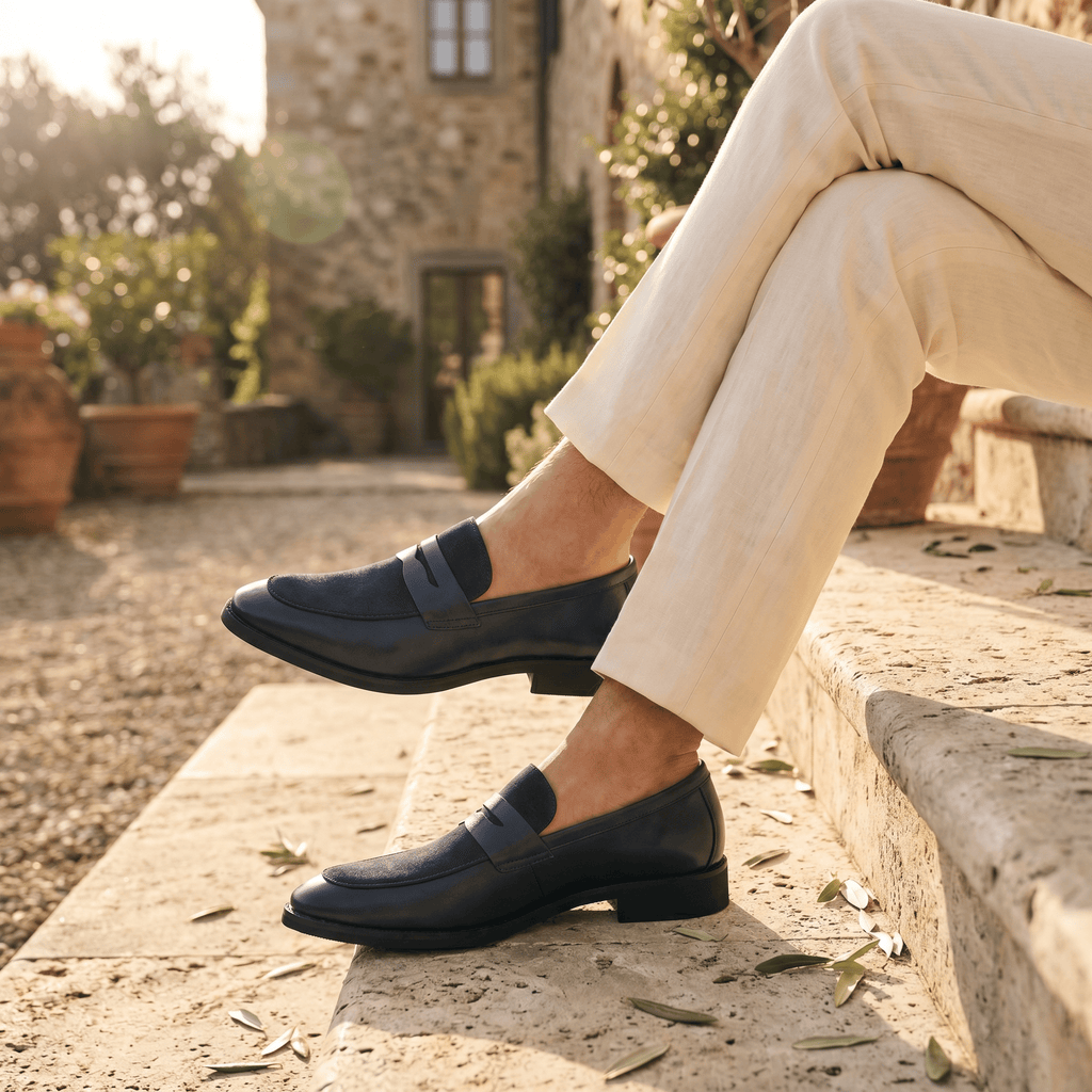 Mocassin Homme Penny Loafer avec Talon en Cuir Velours - image 5