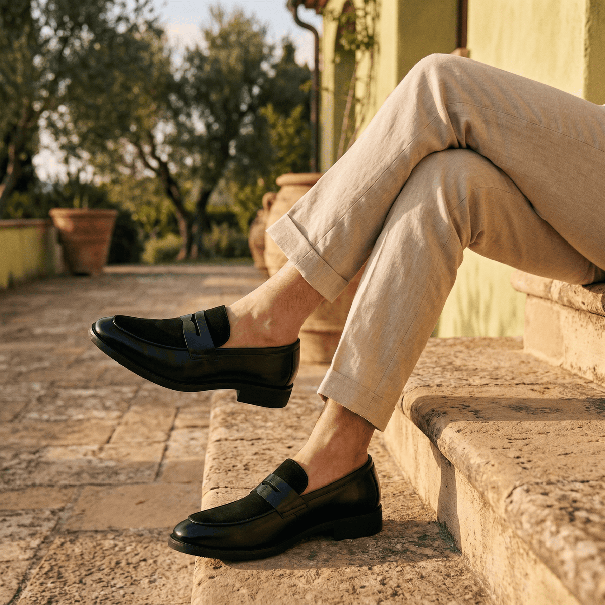 Mocassin Homme Penny Loafer avec Talon en Cuir Velours - image 10