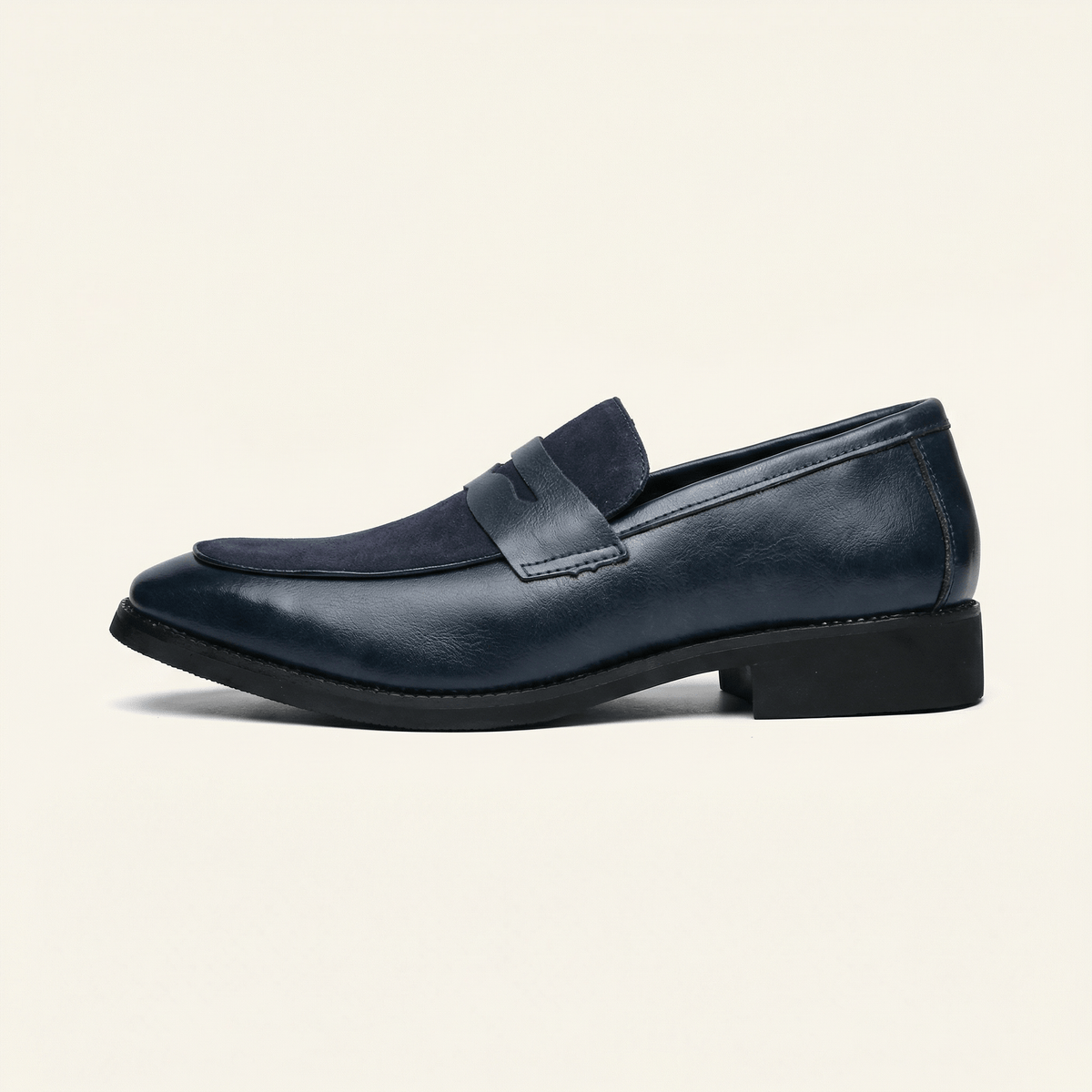 Mocassin Homme Penny Loafer avec Talon en Cuir Velours - Bleu