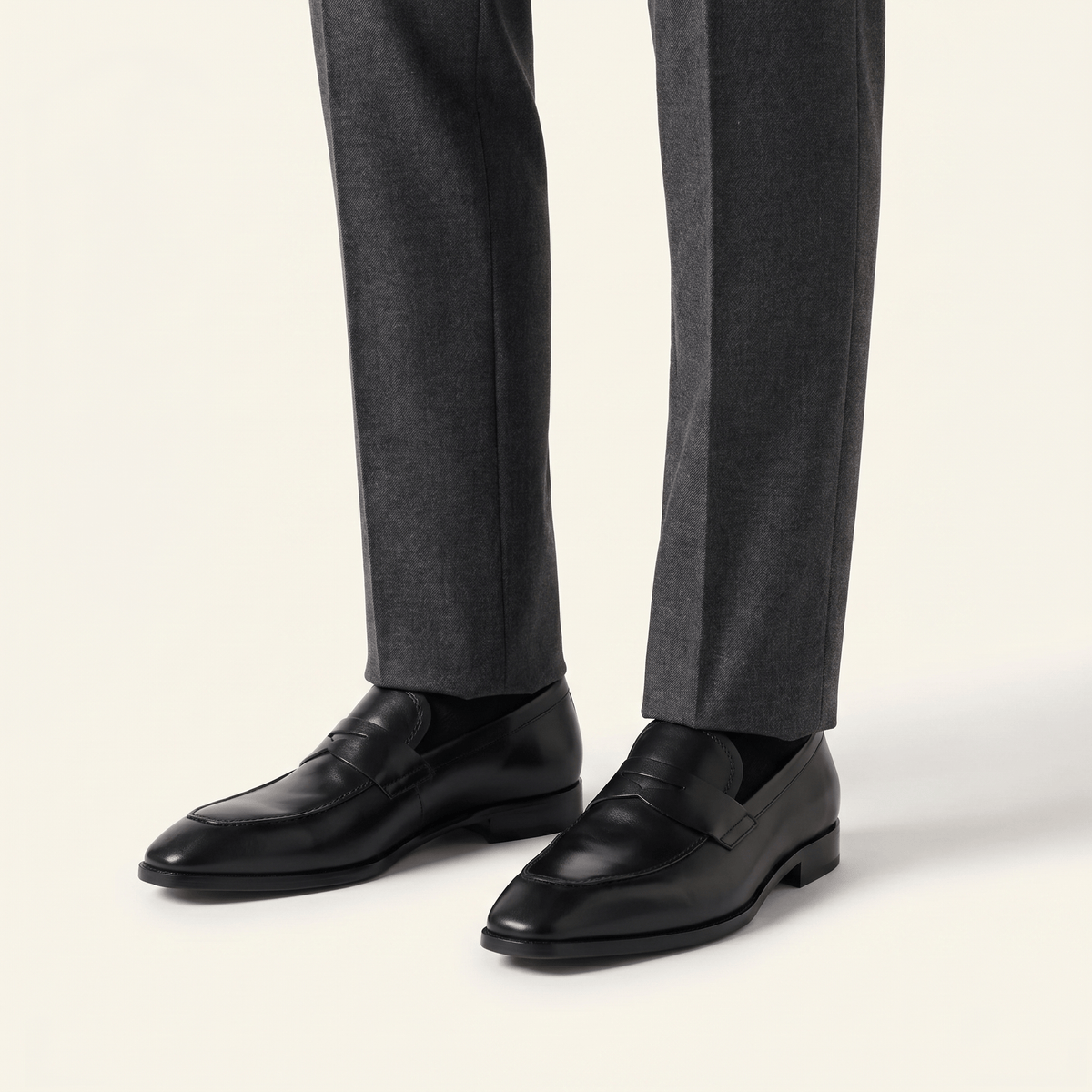 Mocassin Homme Penny Loafer Bout Effilé en Cuir Lisse - image 3