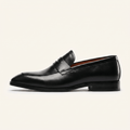 Mocassin Homme Penny Loafer Bout Effilé en Cuir Lisse - Noir