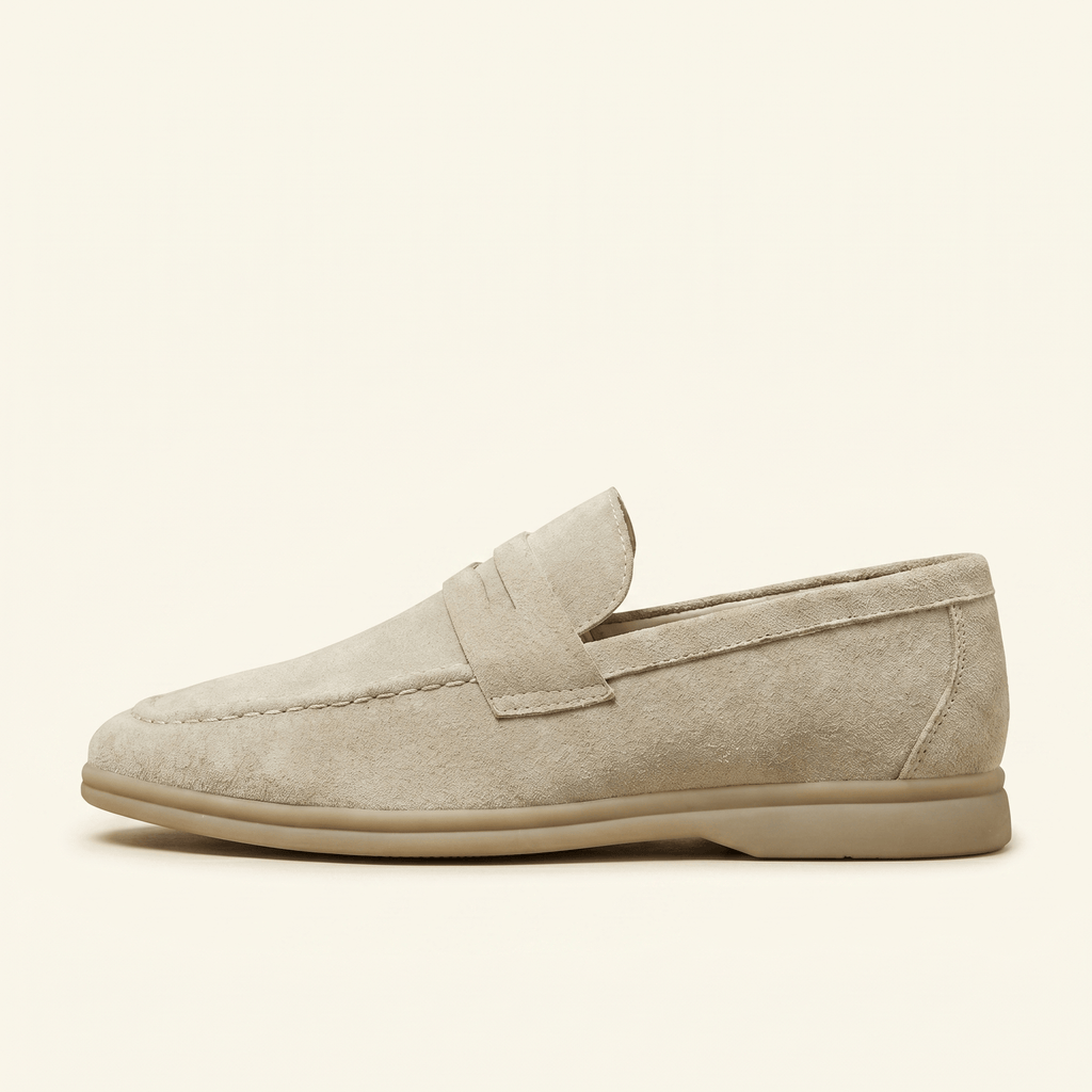 Mocassin Homme Penny Loafer Casual en Suédé - Ivoire