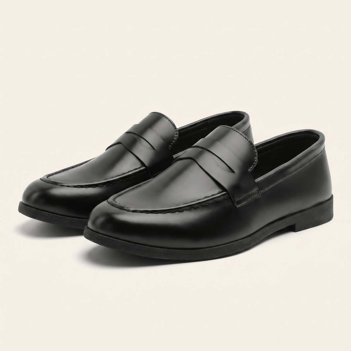 Mocassin Homme Penny Loafer Classique en Cuir Lisse Noir - image 2