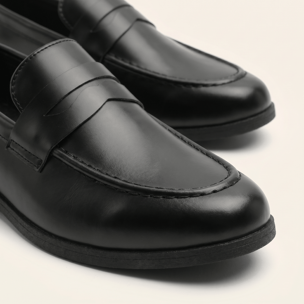 Mocassin Homme Penny Loafer Classique en Cuir Lisse Noir - image 3