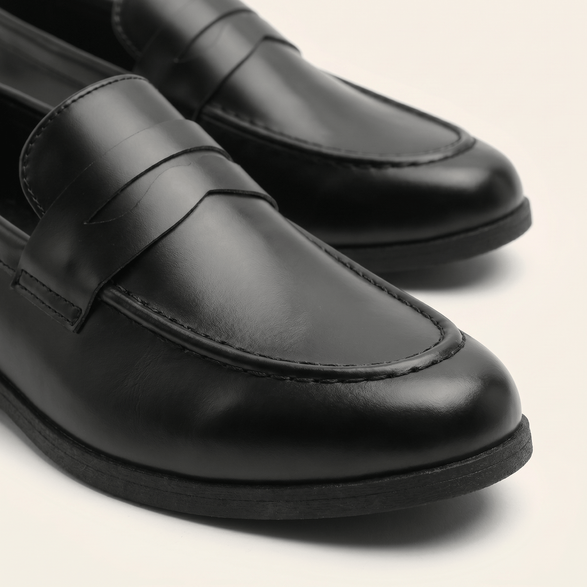 Mocassin Homme Penny Loafer Classique en Cuir Lisse Noir - image 3